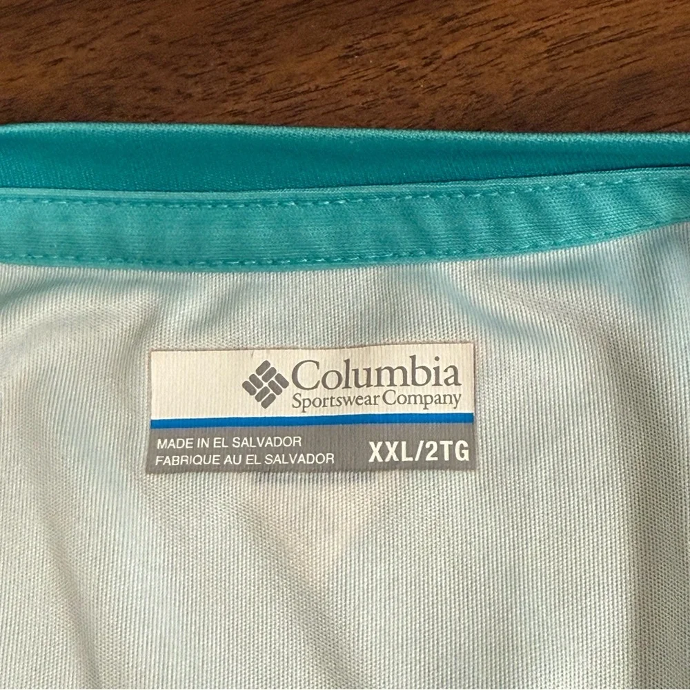 Columbia PFG Turquoise Long Sleeve Performance Fishing Shirt XXL - Picture 6 of 8